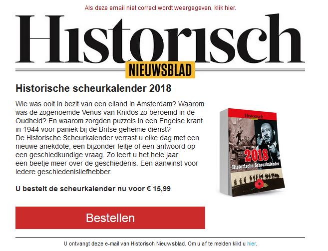 Historisch Nieuwsblad Scheurkalender 2018